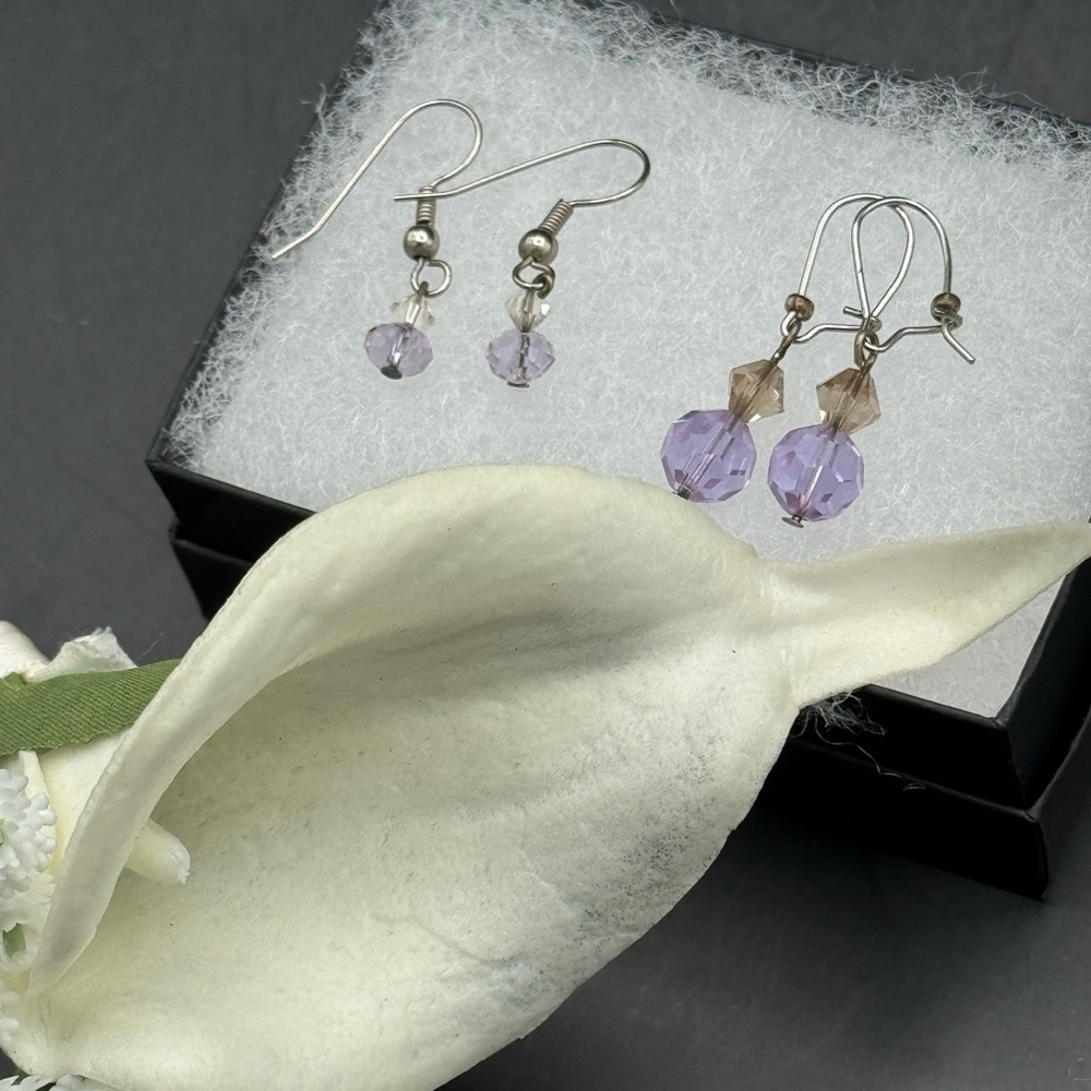 Handmade Purple Crystal Earrings